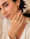 Rosa Imperial – Anillo floral en acero inoxidable dorado