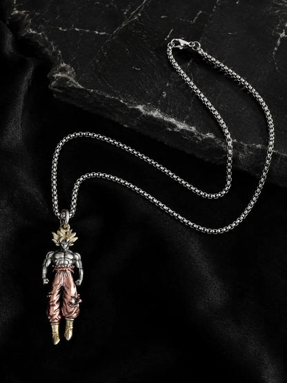 Kakaroto Supremo – Collar urbano con dije de Goku en acero inoxidable