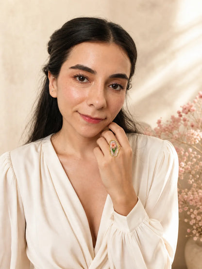Jardín Secreto – Anillo en acero con flor natural en resina