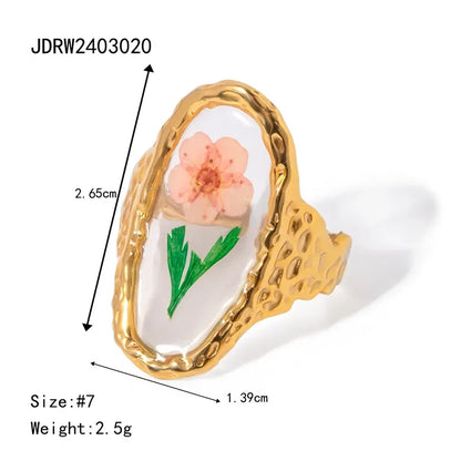 Jardín Secreto – Anillo en acero con flor natural en resina