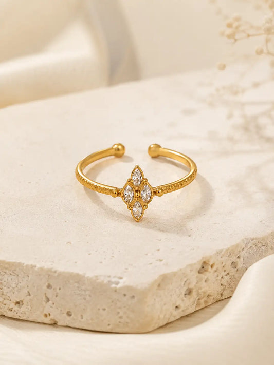 Destello Imperial – Anillo en acero inoxidable con circones