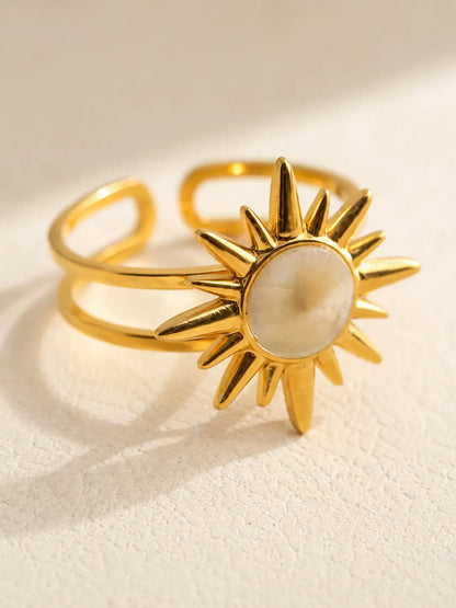Sol de Luz – anillo ajustable dorado en acero