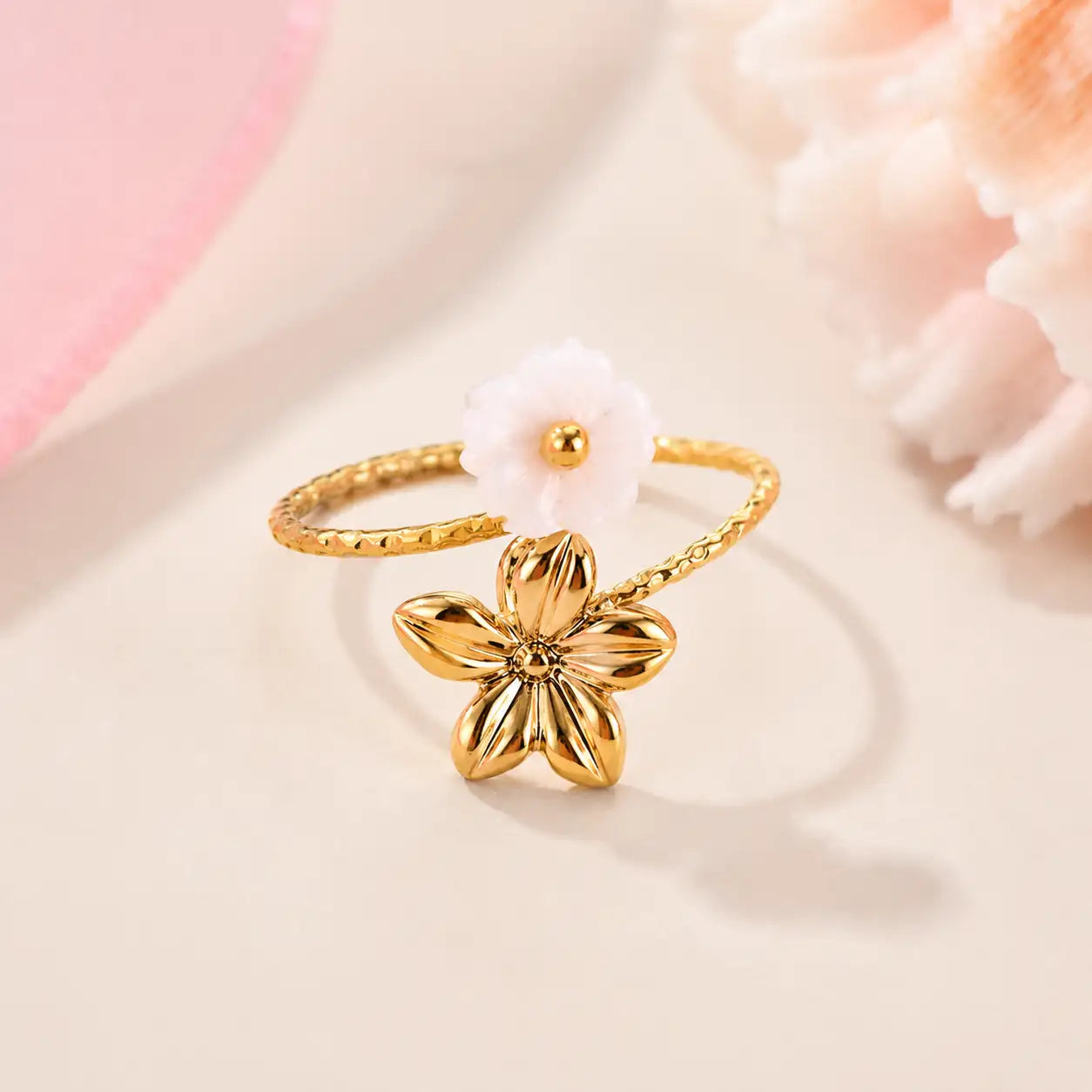 Jardín Mini – Anillo femenino con flores decorativas