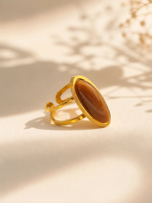 Esencia Café – Anillo elegante en acero dorado
