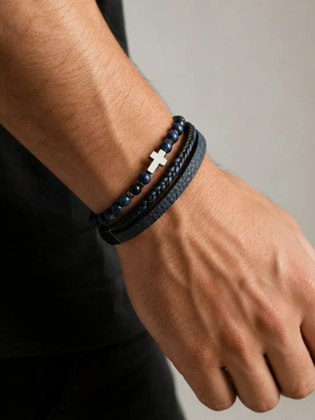 Fuerza Azul – Pulsera masculina con piedra natural Lapislazuli