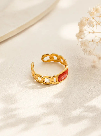 Eslabón Chic – Anillo femenino en acero inoxidable dorado