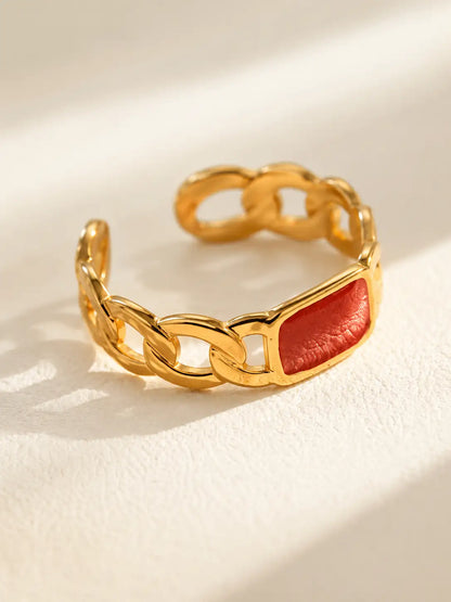Eslabón Chic – Anillo femenino en acero inoxidable dorado