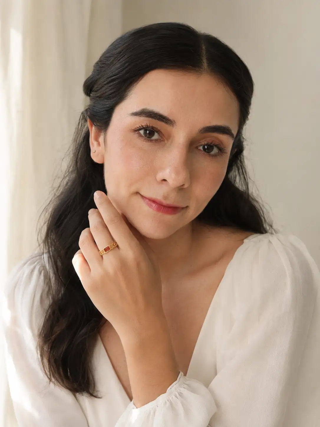 Eslabón Chic – Anillo femenino en acero inoxidable dorado