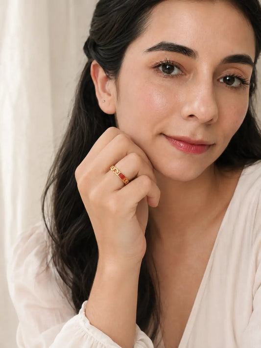 Eslabón Chic – Anillo femenino en acero inoxidable dorado