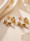 Perla Imperial – Aretes dorados en acero inoxidable con cristales