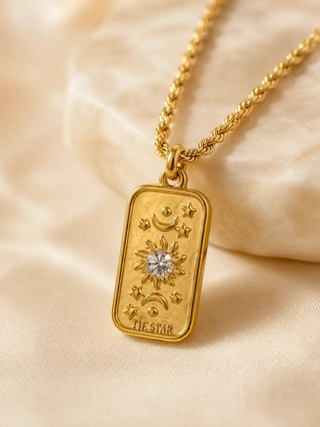 Luz Celestial – Collar en acero inoxidable con cristal
