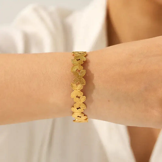 Mariposa Dorada – Pulsera en acero inoxidable
