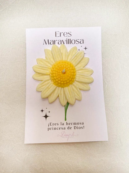 Eres Maravillosa - Vela margarita decorativa de cera de soya
