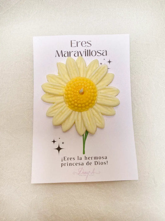 Eres Maravillosa - Vela margarita decorativa de cera de soya