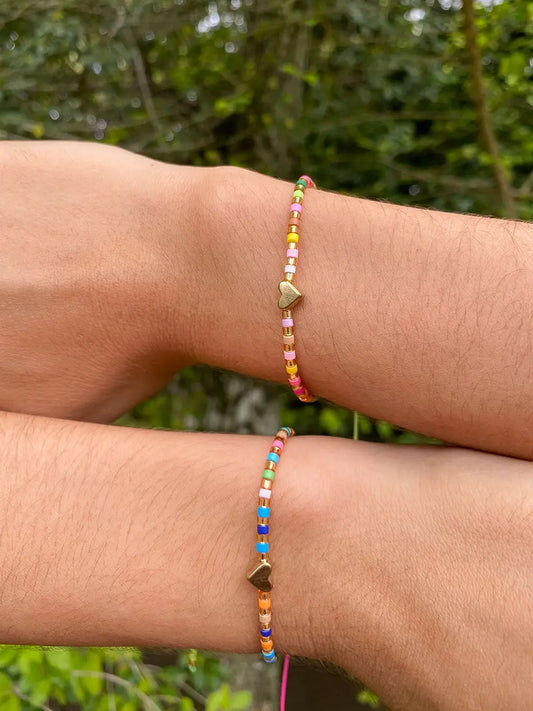 Dúo Arcoíris Amistad – Pulseras corazón