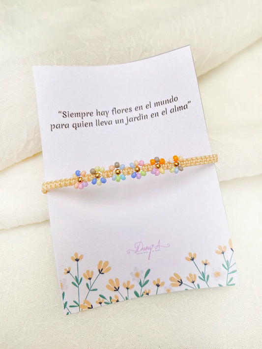 Luz de Primavera – Pulsera flores en mostacillas (artesanal)