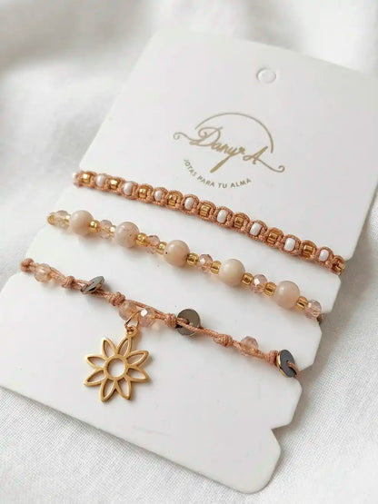 Luz Diaria – Trío de pulseras tejidas a mano