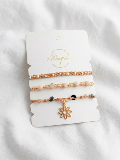 Luz Diaria – Trío de pulseras tejidas a mano