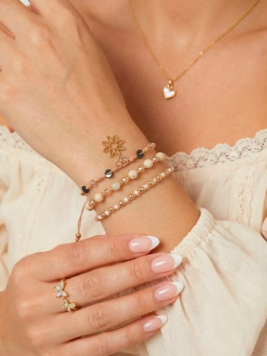 Luz Diaria – Trío de pulseras tejidas a mano